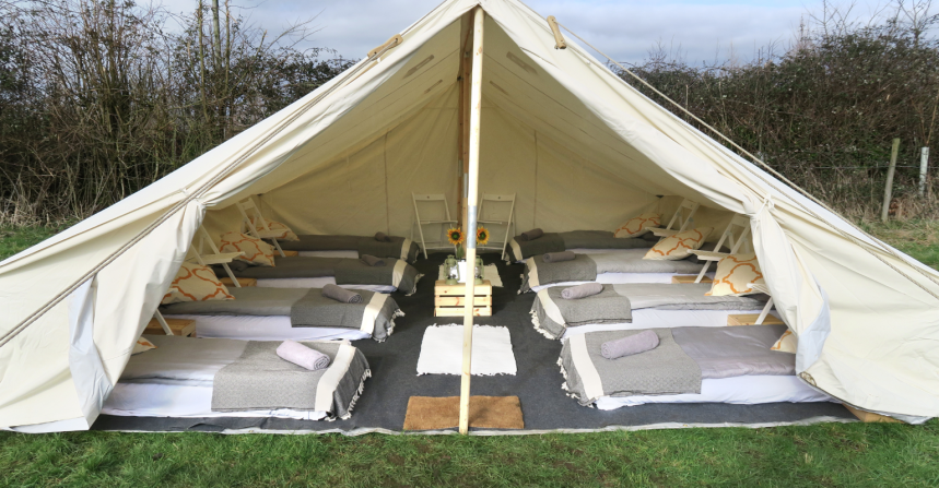 Pb classic belgian flax linen hemstitch tablecloth Ridge Tent | Podpads